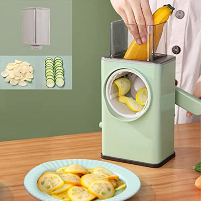 3 In 1 Manual Vegetable Slicer Rotary Cheese Grater Shredder Potato Chopper Carrot Cutter Peeler Maker Kitchen Cutting Tool