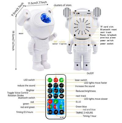 Astronaut Galaxy Projector Lamp Starry Star Bluetooth Music Night Light With Remote